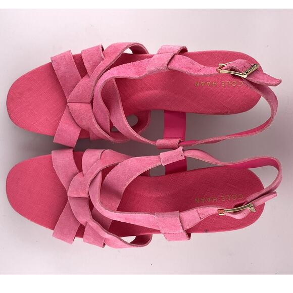 Cole Haan Pink Strappy Wedge Sandals - Picture 6 of 7